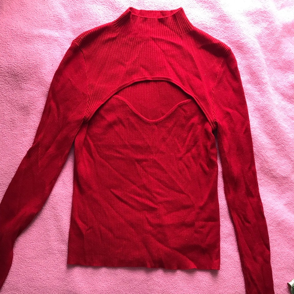Sweetheart cut out sweater